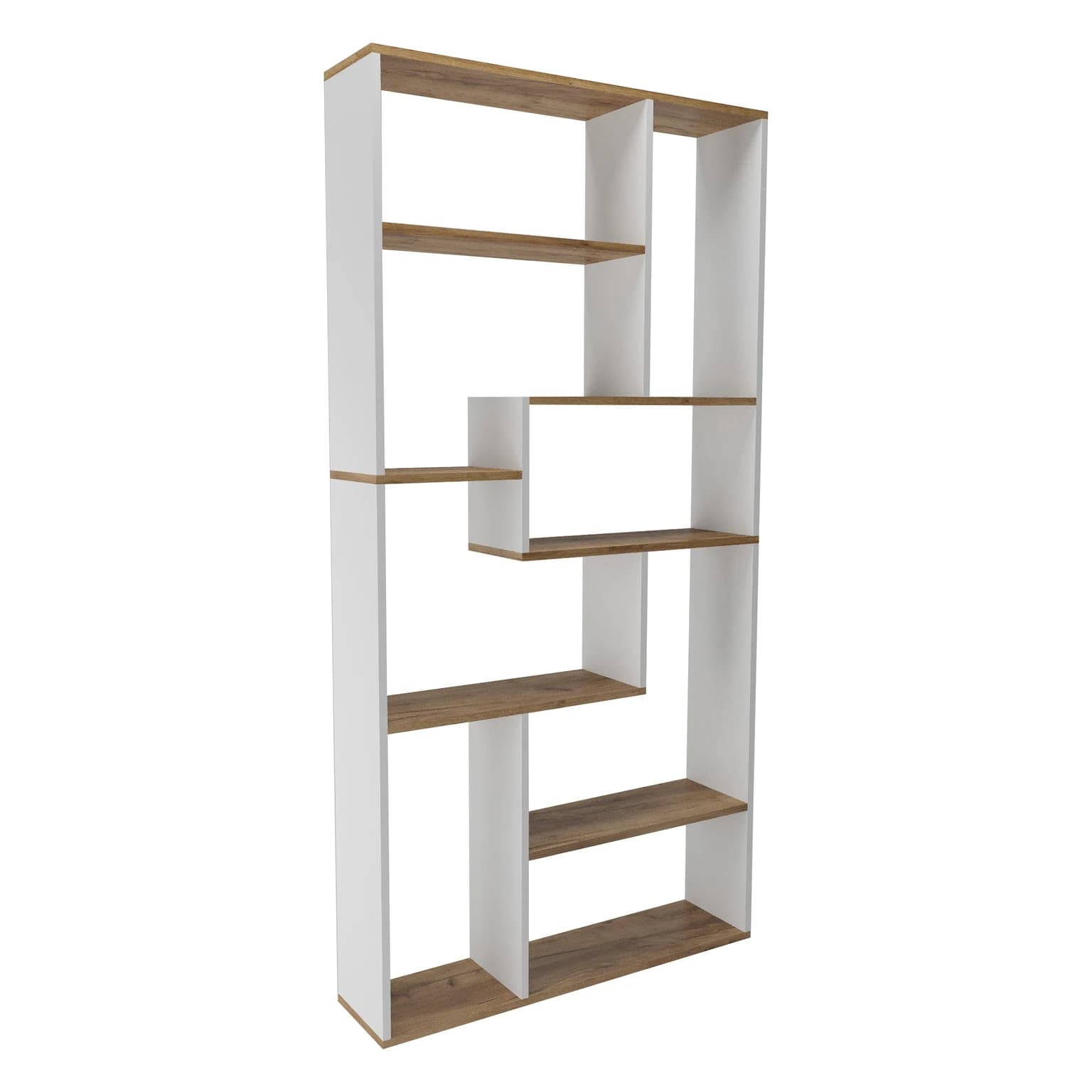 Стеллаж напольный перегородка для зонирования комнаты, цвет дуб золотой с белым